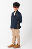 NAVY BLAZER WITH JUST DINK IT LOGO AND CONTRAST STRIPES DETAIL