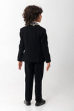 BOLD AND VERY FANCY CONTRAST BLACK AND WHITE  PIPING DETAILING ON COLLAR. TUXEDO IN BLACK