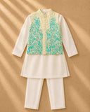 Lemon yellow Applique Bandhgala set
