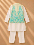 Lemon yellow Applique Bandhgala set