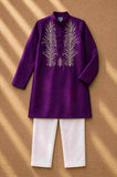 Purple Embroidered kurta set