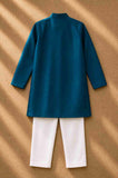 Teal Embroidered kurta Set
