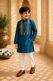 Teal Embroidered kurta Set