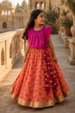 Fuchia tasselled lehenga set