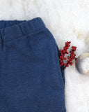 Twinkle Brushed Cotton Flared Pants, Dark Blue