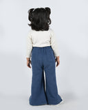 Twinkle Brushed Cotton Flared Pants, Dark Blue