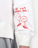 Vanilla Cotton Fleece Sweatshirt Dress With Detachable Reindeer Patch, White