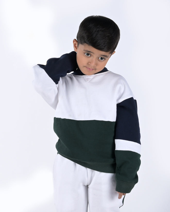 Vanilla Colour Block Unisex Sweatshirt In Cotton Fleece