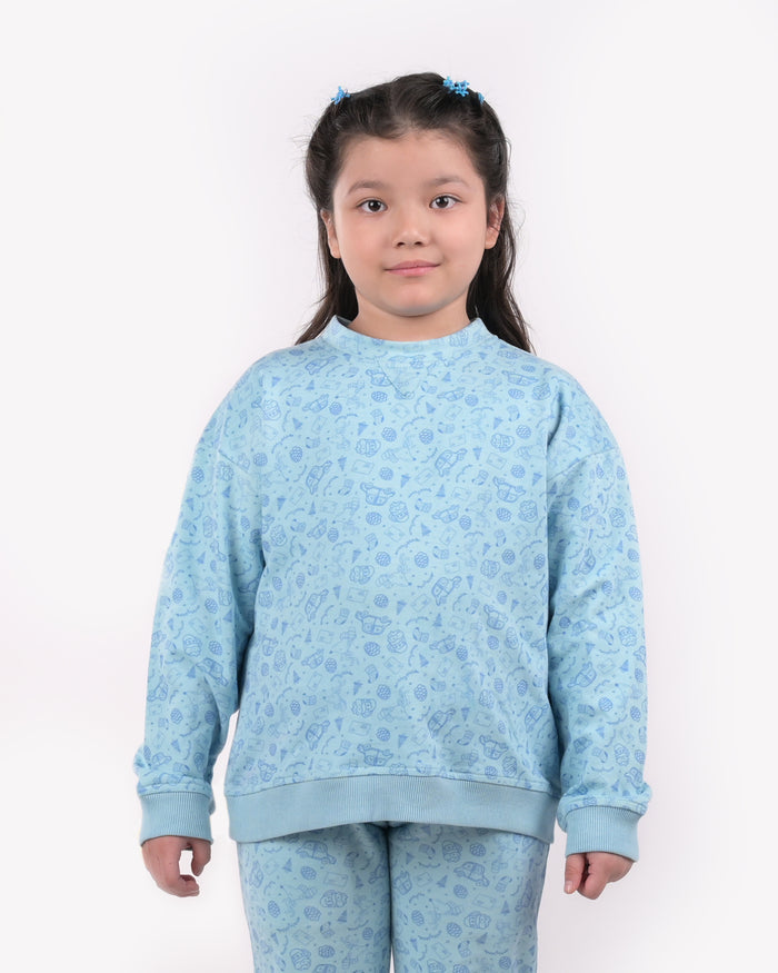 December Dream Printed Unisex Cotton Terry  Sweatshirt, Blue