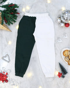 Vanilla Colour Block Unisex Joggers Set In Cotton Fleece, White