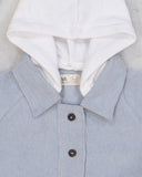 Snowfall Cotton Corduroy Unisex Winter Shirt With Detachable Hood, Grey