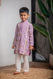 PURPLE CHANDERI KURTA SET