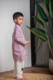 PURPLE CHANDERI KURTA SET