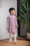 PURPLE CHANDERI KURTA SET
