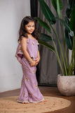 PURPLE CHANDERI GIRL PANT SET