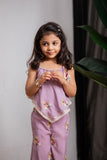 PURPLE CHANDERI GIRL PANT SET