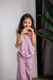 PURPLE CHANDERI GIRL PANT SET