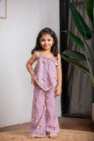 PURPLE CHANDERI GIRL PANT SET