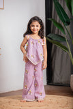 PURPLE CHANDERI GIRL PANT SET