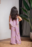 PURPLE CHANDERI GIRL PANT SET