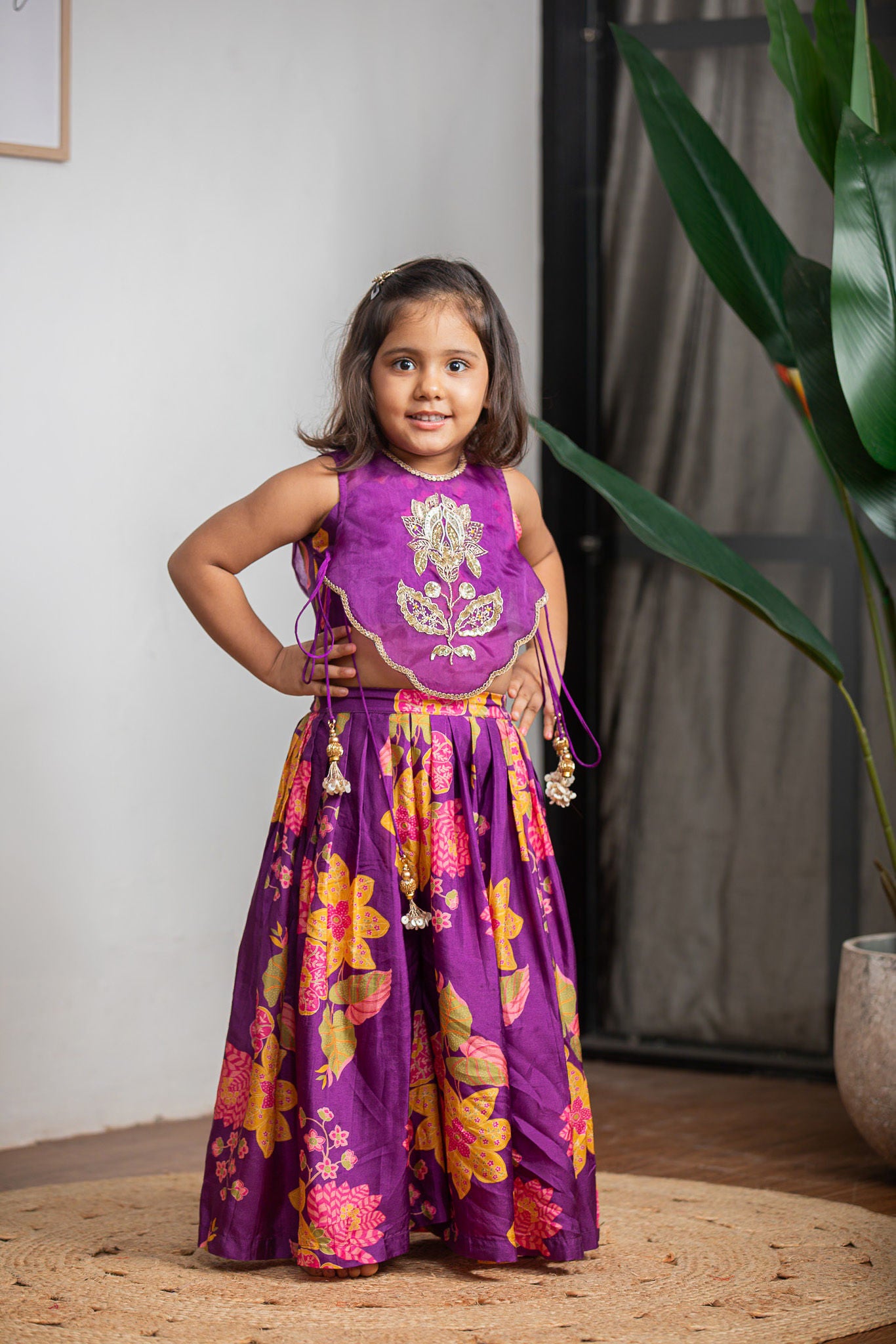 PURPLE PRINTED CAPE SET