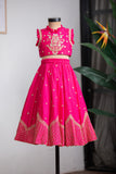 PINK TEMPLE EMBROIDERED GHAGHRA