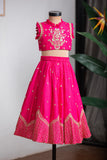 PINK TEMPLE EMBROIDERED GHAGHRA