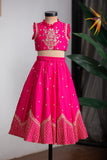 PINK TEMPLE EMBROIDERED GHAGHRA