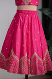 PINK TEMPLE EMBROIDERED GHAGHRA