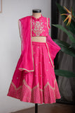 PINK TEMPLE EMBROIDERED GHAGHRA