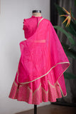 PINK TEMPLE EMBROIDERED GHAGHRA