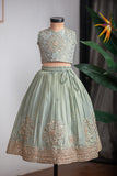 GREEN HEAVY MIRROR GHAGRA