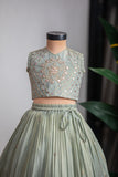 GREEN HEAVY MIRROR GHAGRA