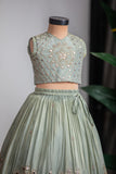 GREEN HEAVY MIRROR GHAGRA