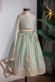 GREEN HEAVY MIRROR GHAGRA