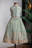 GREEN HEAVY MIRROR GHAGRA