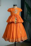 ORANGE LOTUS EMBROIDERED GHAGRA