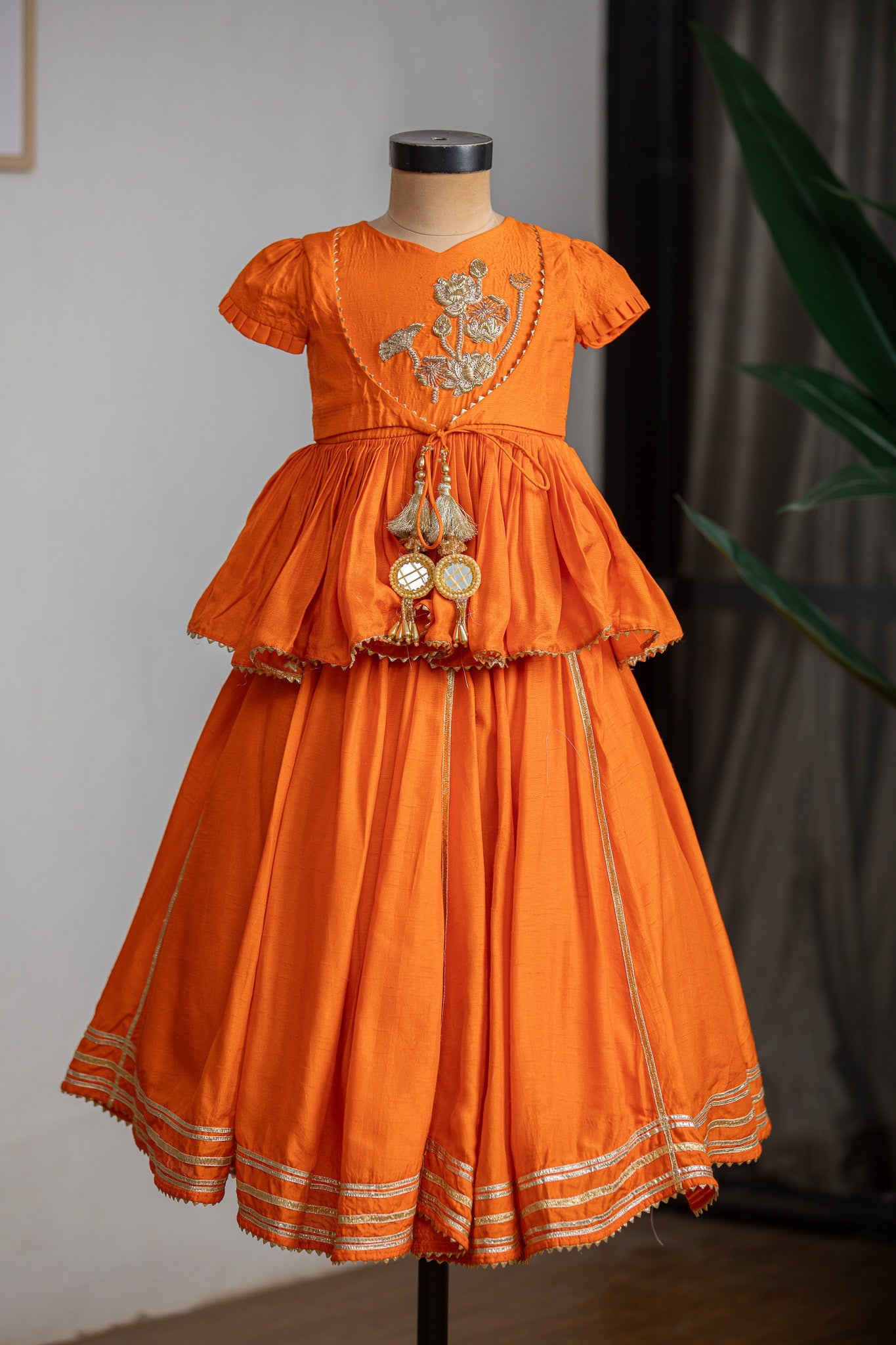 ORANGE LOTUS EMBROIDERED GHAGRA