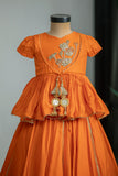 ORANGE LOTUS EMBROIDERED GHAGRA