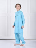 Ziaan Light Blue Pathani Kurta Pajama Set