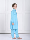 Ziaan Light Blue Pathani Kurta Pajama Set