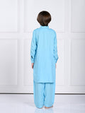 Ziaan Light Blue Pathani Kurta Pajama Set