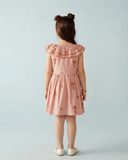 GIRL'S PEACH BALLOON RUFFLE COLLAR DRESS
