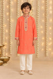 Coral embroidered placket kurta set