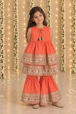 Coral beaten gold sharara set