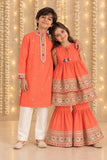 Coral embroidered placket kurta set