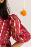 Red Stripes printed muslin top and palazzo set -set of 2