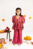 Red Stripes printed muslin top and palazzo set -set of 2