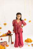 Red Stripes printed muslin top and palazzo set -set of 2