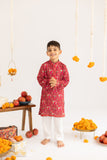 Maroon jaal  printed muslin kurta set-set of 2